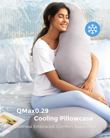 Momcozy Original F Shaped Cooling Pregnancy Pillow, Adjustable Wedge Pillow