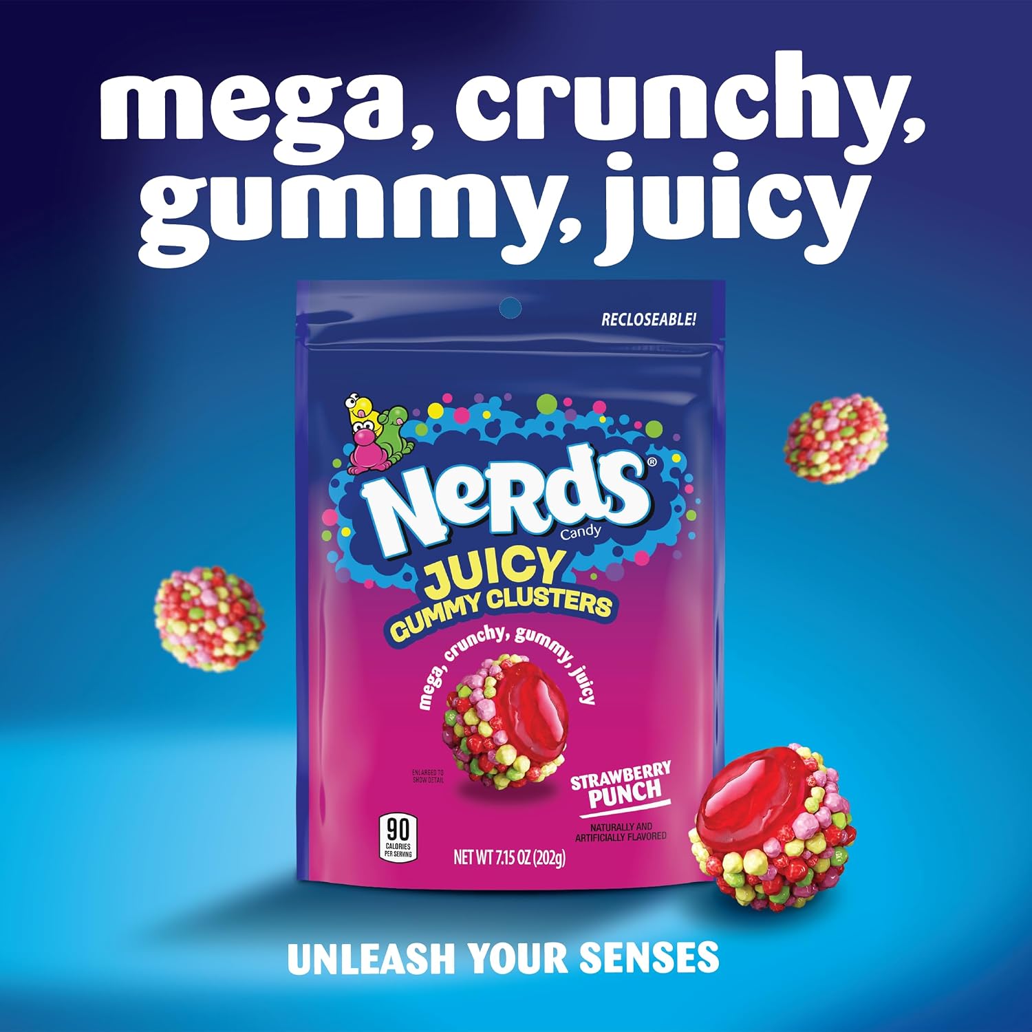 NERDS Juicy Gummy Clusters Strawberry Punch Candy, Stand-Up Bag, 7.15 oz