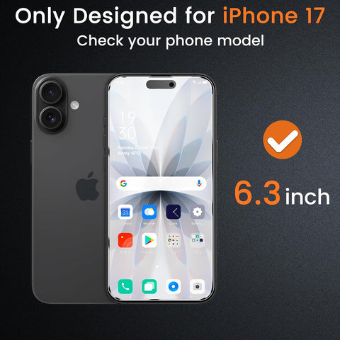 Lesakit 4 Pack Privacy Screen Protector for iPhone 17 6.3-Inch with 4 Pack Camera Lens Protector, Anti Spy Tempered Glass Film 9H Hardness Bubble Free Case Friendly