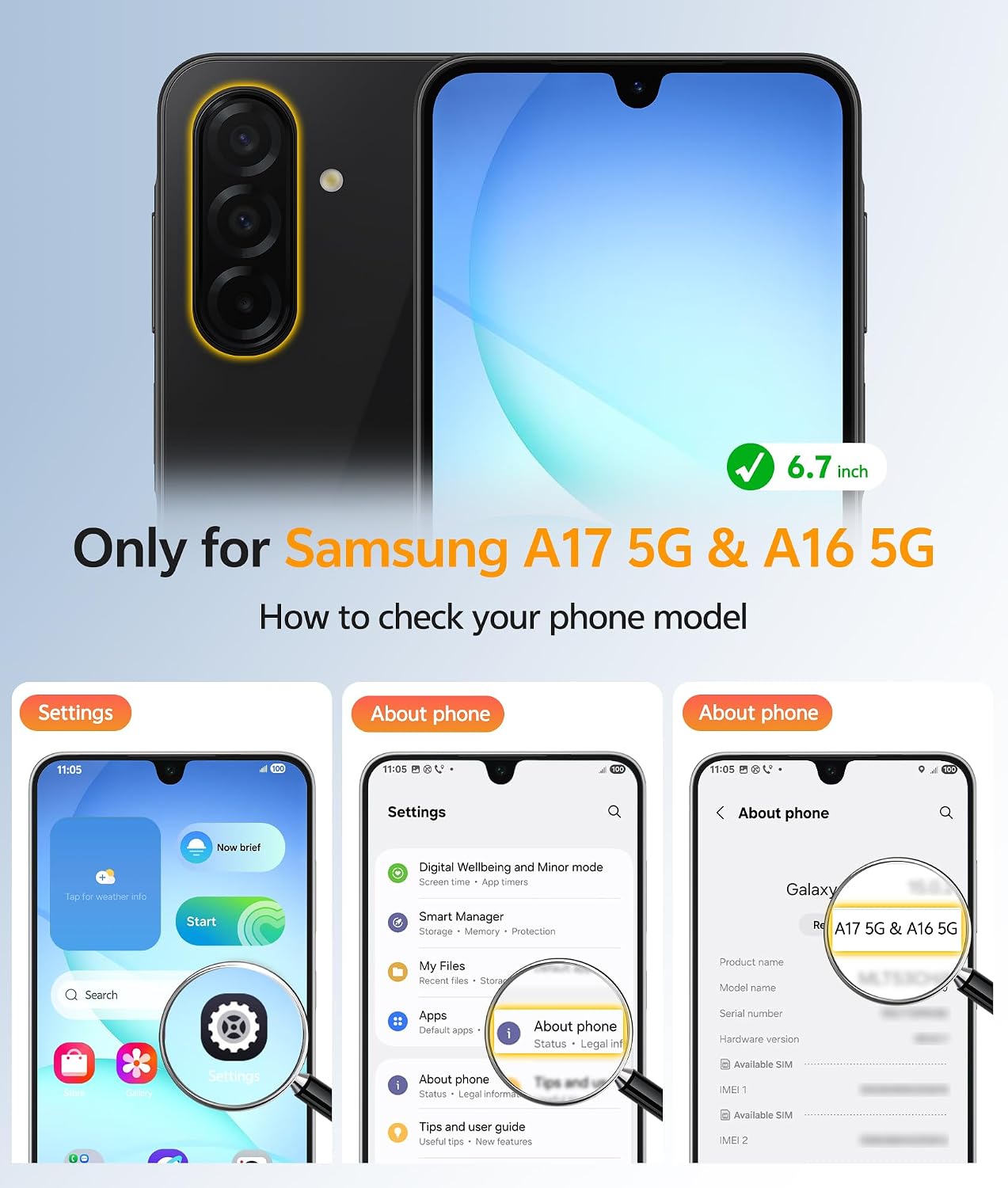 FNTCASE for Galaxy A17/A16 5G Phone Case, Fit for Magsafe, Screen Protector