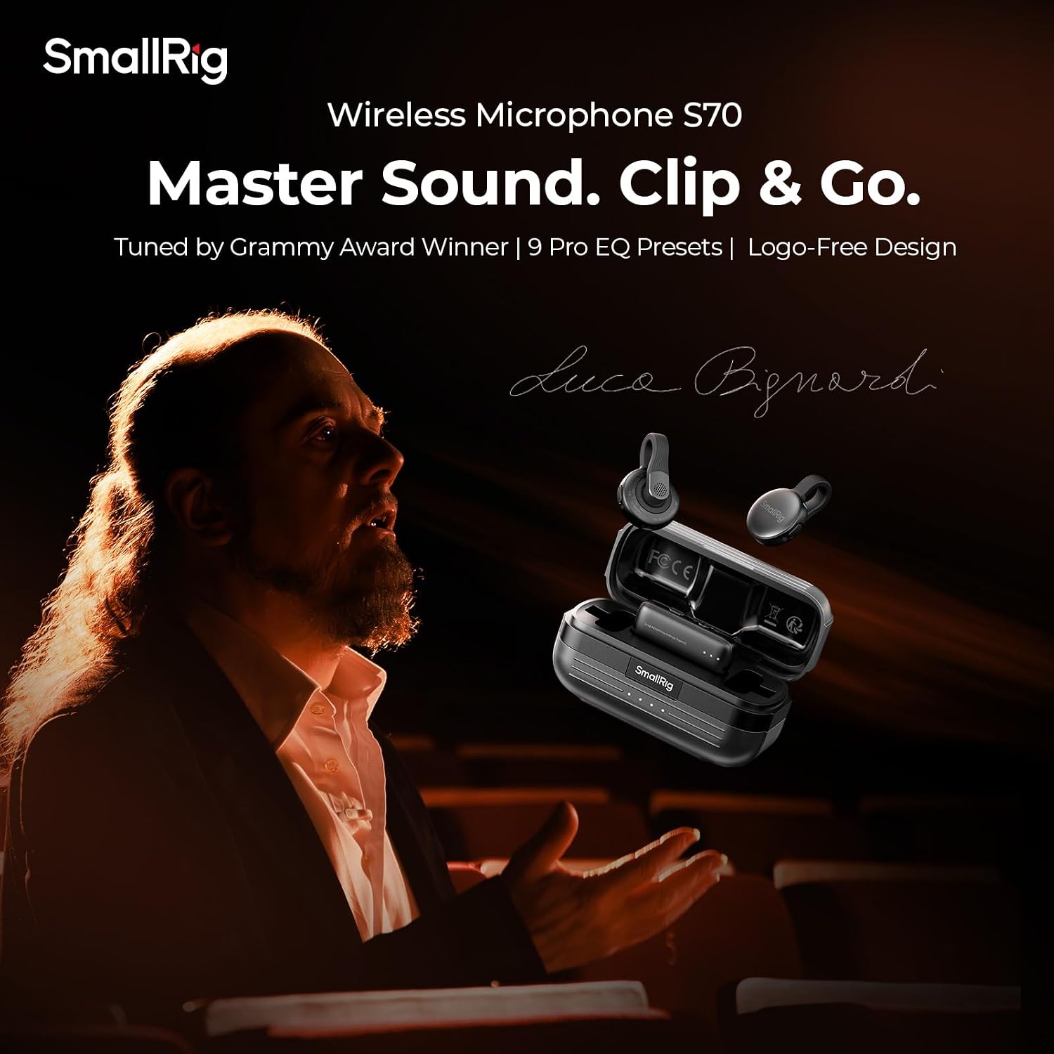 SMALLRIG S70-C2 Wireless Mic (2 TX + 1 RX + Charging Case) - Black