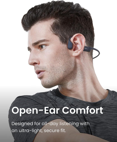 SHOKZ OpenRun Bone Conduction Open-Ear Bluetooth Sport Headphones, Black