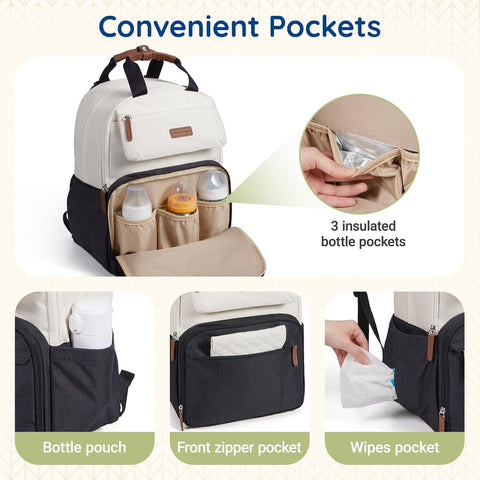 mommore Diaper Bag Backpack Travel Baby Bag with Changing Pad for Mom Dad