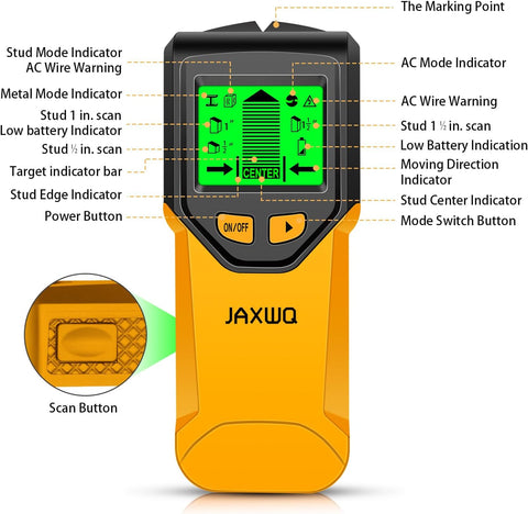Stud Finder Wall Scanner - 5 in 1 Stud Finder Tool w/Smart Chip and HD LCD Display, Stud Detector Beam Finders for the Center and Edge of Wood AC Wire Metal Studs Joist Pipe