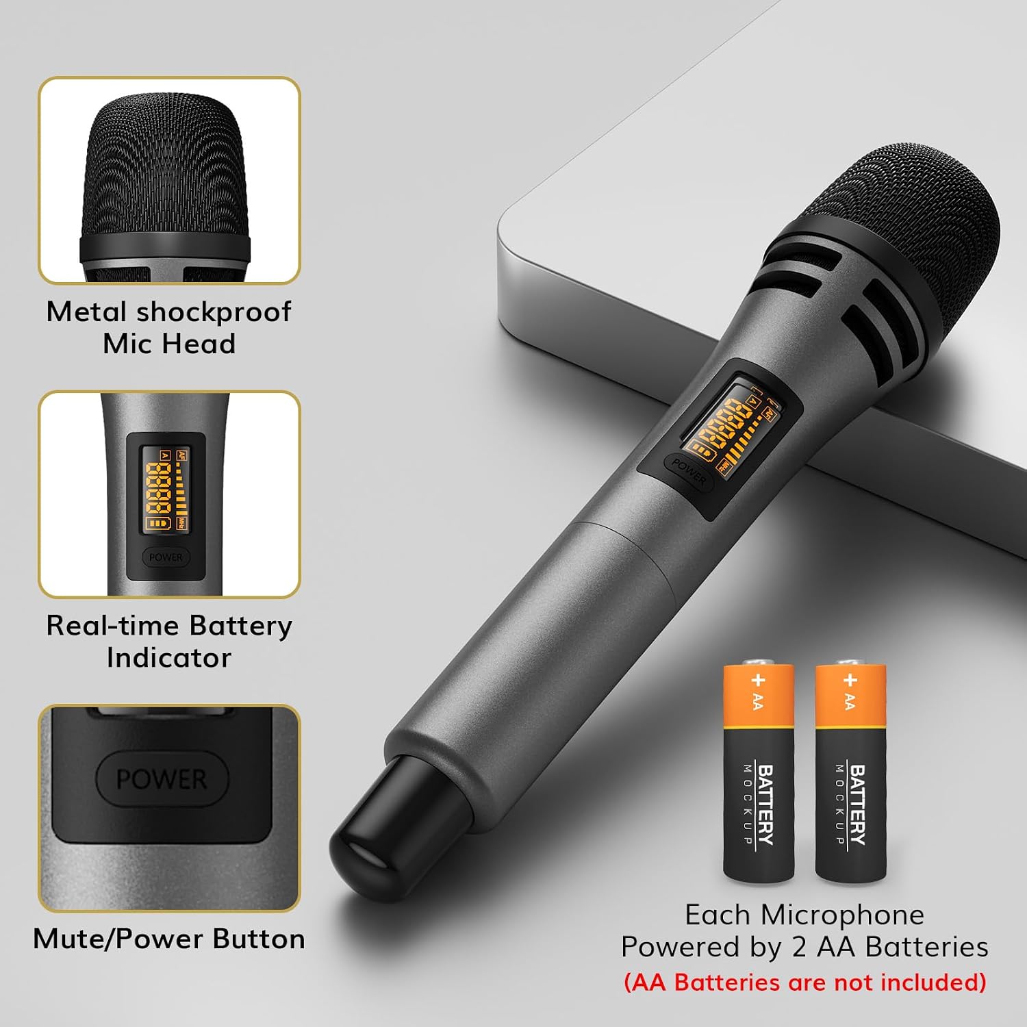 TONOR Wireless Microphones System with 8x12 Channels Cordless Handheld Microfono Inalambrico, 90 m/295FT UHF Range, Mics with Stable Signal, Quick Mute for Karaoke Singing Party Church Wedding