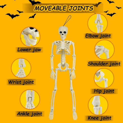 12 Packs Skeleton Halloween Decorations Outdoor with 16" Full Body Posable Joints Skeletons Decor, Halloween Party Decor Indoor, Yard Garden Lawn Graveyard Haunted House Props Spooky Party Decorations