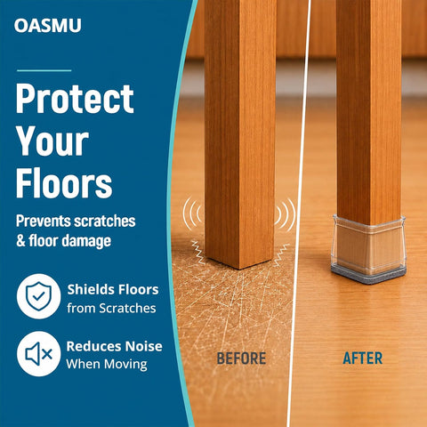 OASMU 32 Pcs Chair Leg Floor Protectors for Hardwood Floors Square