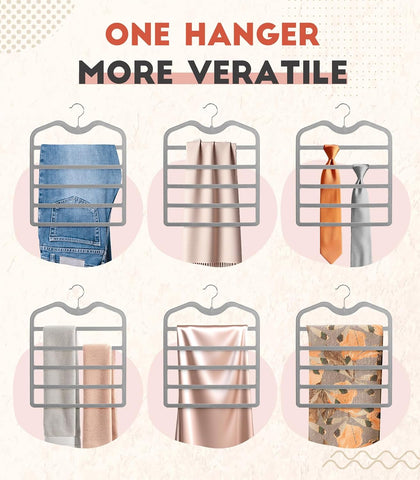 Pants Hangers Space Saving,5 Pack 5 Tier Velvet Short Neck Pants Hangers
