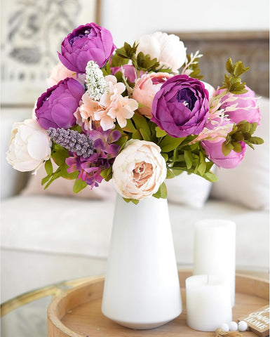 FiveSeasonStuff Mixed Blush Pink & Plum Artificial Peony Set of 2