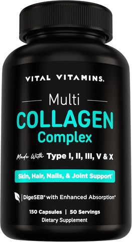 Vital Vitamins Multi Collagen Peptides Complex for Women & Men, 150 Pills