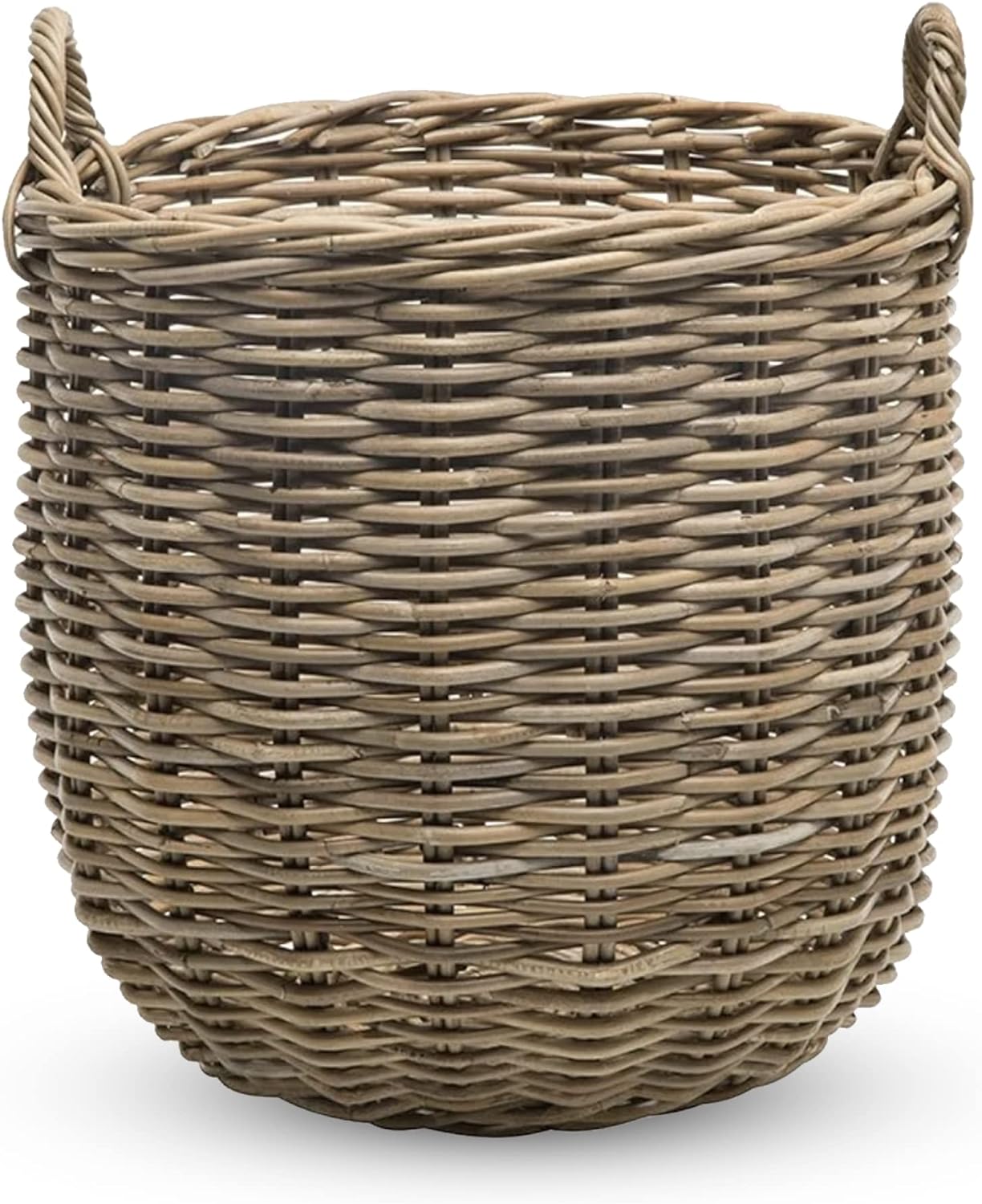 KOUBOO Rattan Kobo Round Storage Basket with Handles, Gray Brown, Large