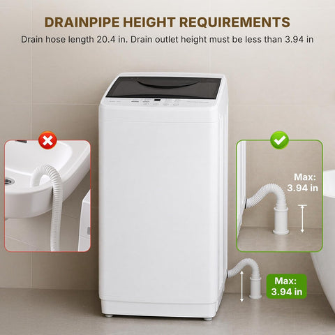 NEWBULIG 1.06 Cu.Ft Portable Washing Machine, 7.7 lbs Capacity Full-Automatic Compact Washer with 10 Wash Cycles & Auto-Balance, for Apartment RV Dorm Camping