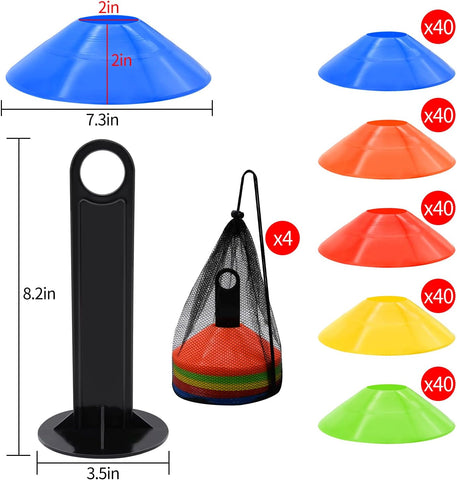 25/50/100pcs Disc Cones, Agility Soccer Cones with Carry Bag and Holder