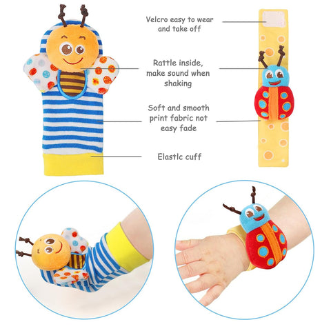 Bloobloomax Baby Rattles Toys for 0-12 Month, Infant Girl Boy Toys for Babies 3-6 Months, Newborn Hand & Foot Toys for 0 to 9 Months, Baby Shower Gifts Set with Wrist Rattle Socks (Light Blue)