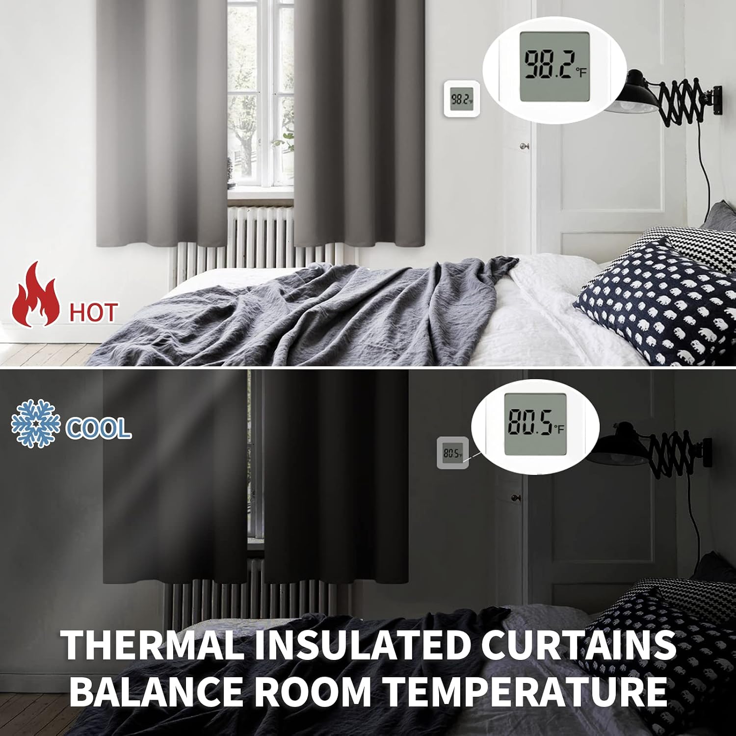 BGment Grey Blackout Curtains for Bedroom 63 Inch Long - 2 Panels