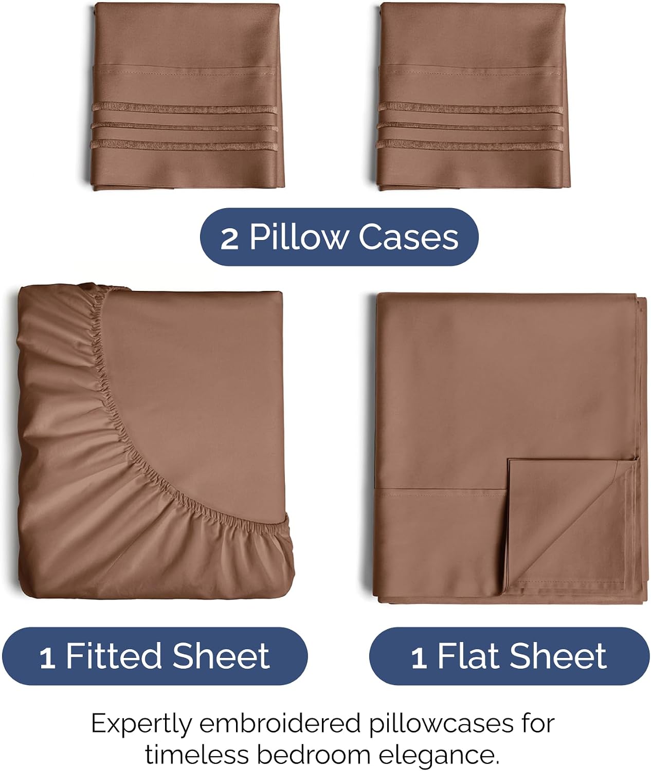Full Size 4 Piece Sheet Set - Ultra Soft & Cooling Sheets - Copper Brown
