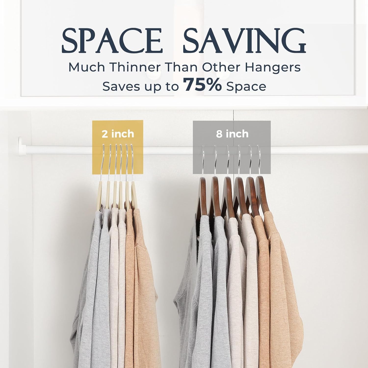 HOUSE DAY Beige Velvet Hangers 20 Pack, Non Slip Clothes Felt Hanger