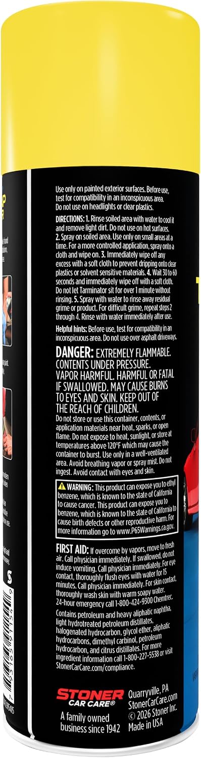 Stoner Car Care 91154-2PK Tarminator Tar, Sap, and Asphalt Remover – Fast Acting Tar and Sap Remover for Cars – Clear Coat Safe Auto Cleaner for Paint, Chrome and Wheels – 10 oz (Pack of 2)