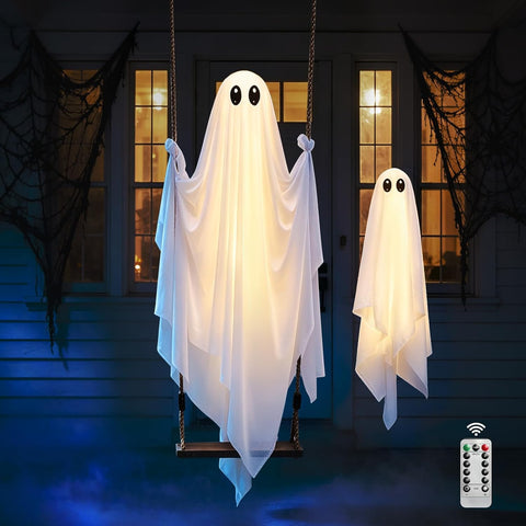 Halloween Decorations Outdoor, 4.3FT Swinging Ghost Hanging Decor