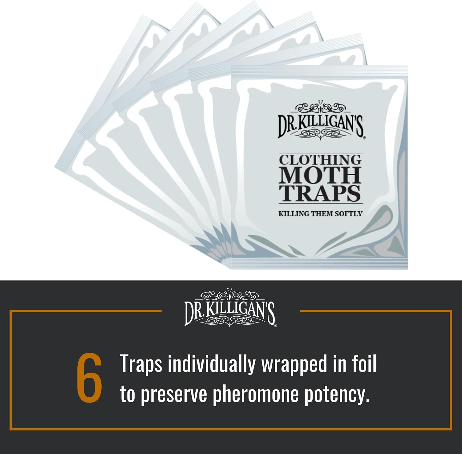 Dr. Killigan's Premium Clothing Moth Traps with Pheromones (Black, 6 Traps)