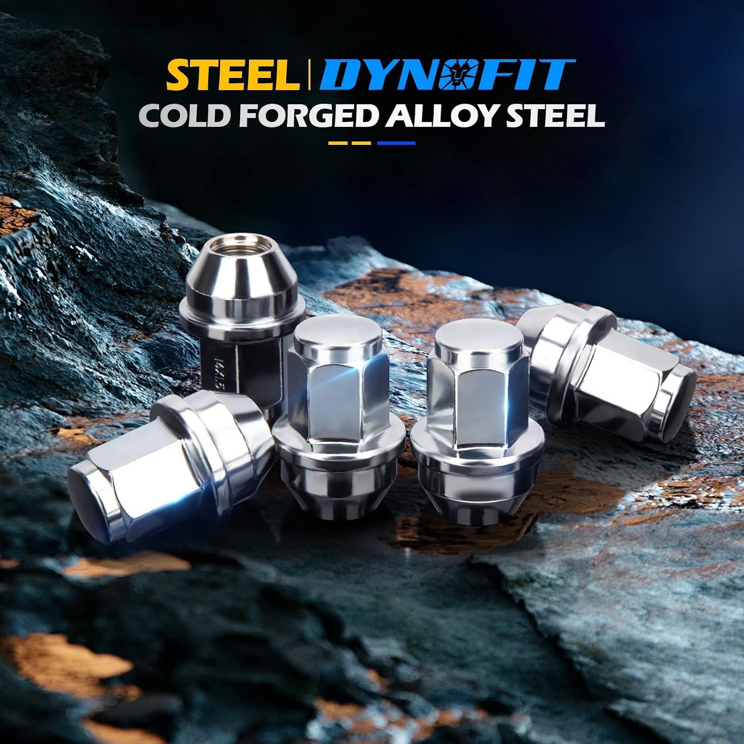 dynofit 24pcs 14x1.5 OEM/Stock Lug Nuts for 2015-2026 Expedition/F-150, M14-1.5 One-Piece Design Factory Chrome Wheel Lugnuts for Lincoln 2015-2026 Navigator, 21mm Hex Anti-Rusting Updated