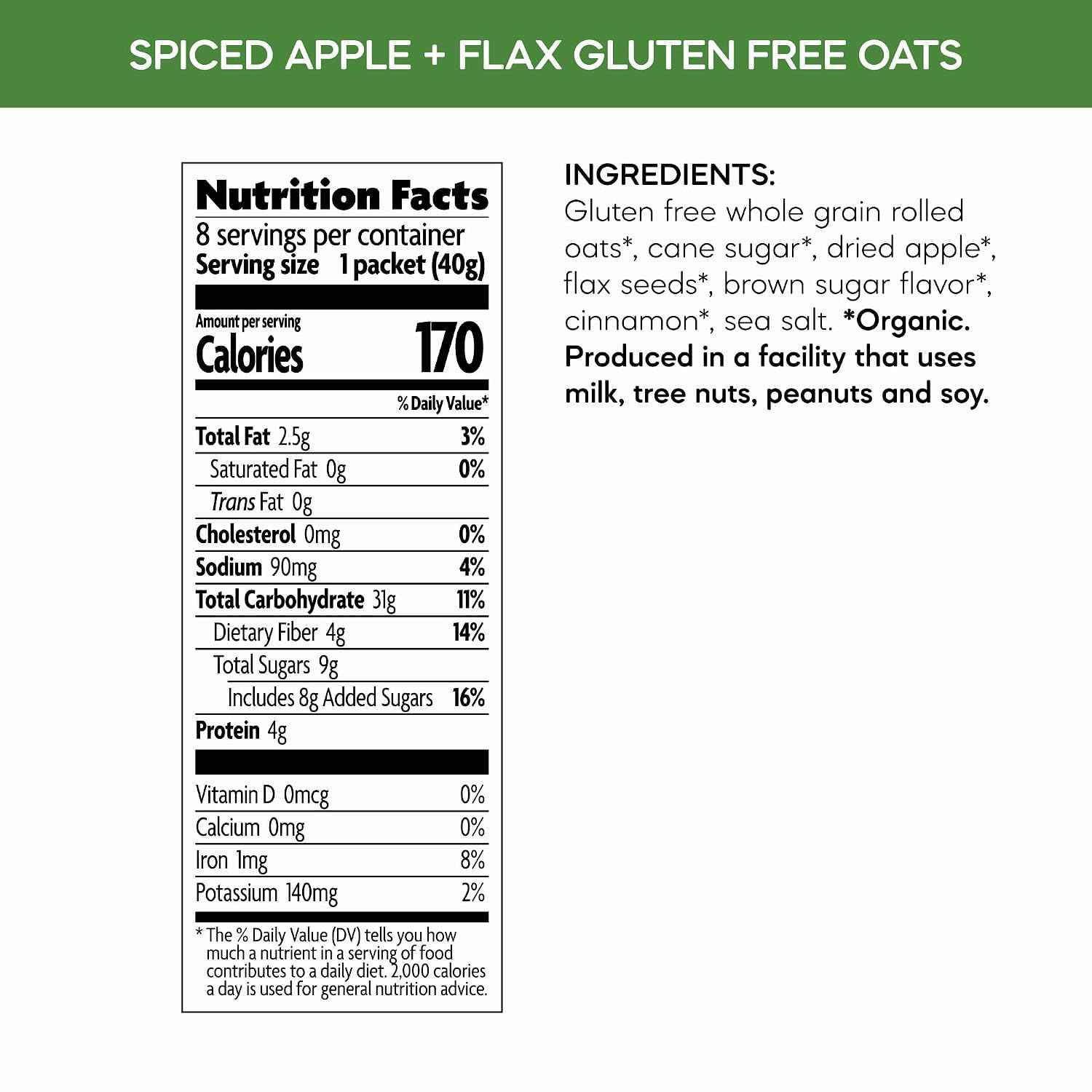 Nature's Path Organic Spiced Apple + Flax Instant Oatmeal, 11.3 oz (Pack of 6), Gluten Free, Non-GMO