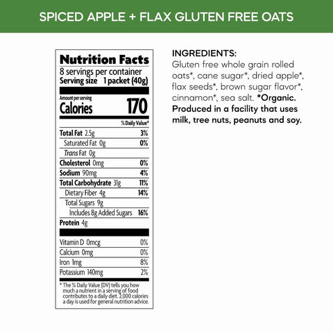 Nature's Path Organic Spiced Apple + Flax Instant Oatmeal, 11.3 oz (Pack of 6), Gluten Free, Non-GMO