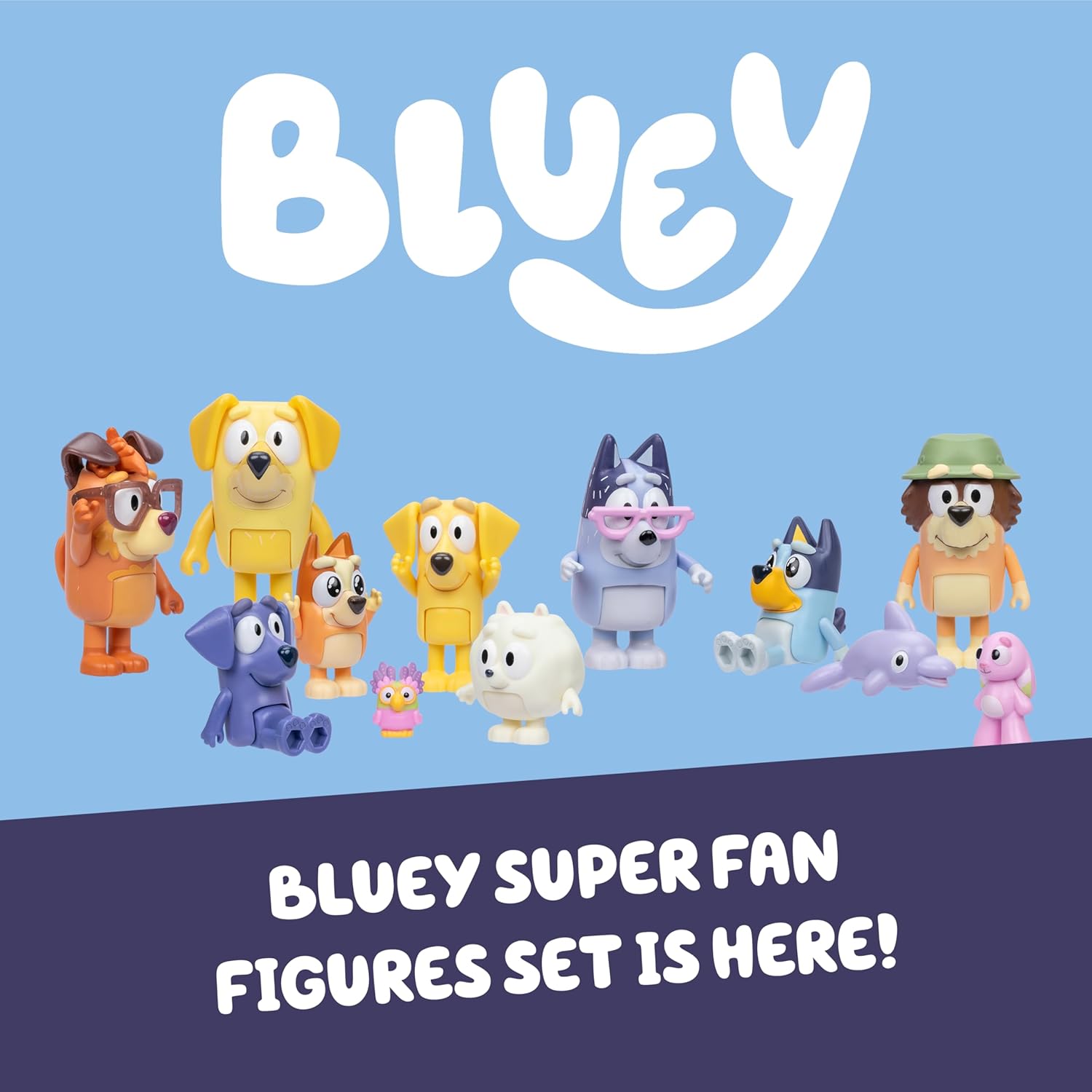 Bluey Super Fan Figurines Set, 12-Character Figure Pack