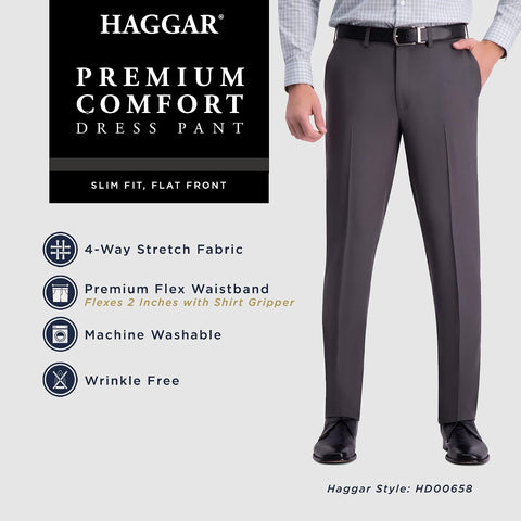 Haggar Men's Slim Fit Premium Comfort Dress Pant