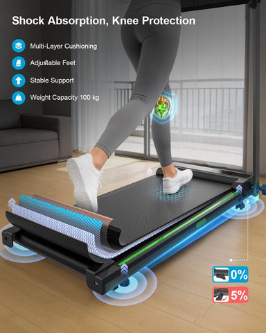 Treadmills for Home, Walking Pad with Incline, Caminadoras para Hacer Ejercicio, 0.6-6.2 MPH Portable Foldable Under Desk Caminadora, Eléctrica Casa Tredmill, Folding Compact Running Machine