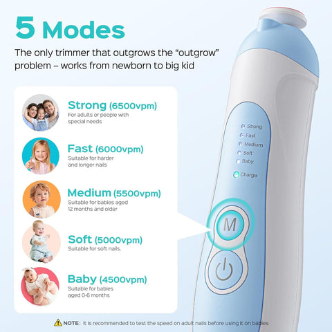 COSLUS C52 Baby Electric Nail File Trimmer, CPC Certified & Quiet, Blue