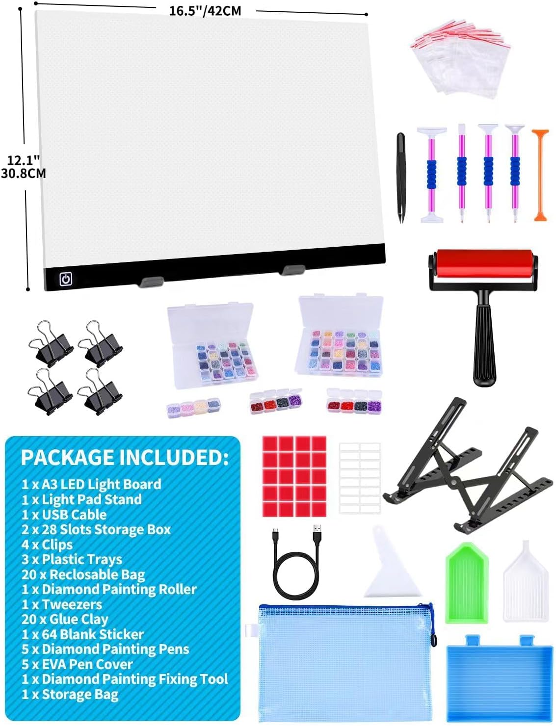 Ratukall A3 LED Light Pad for Diamond Painting, USB Powered Light Board Kit