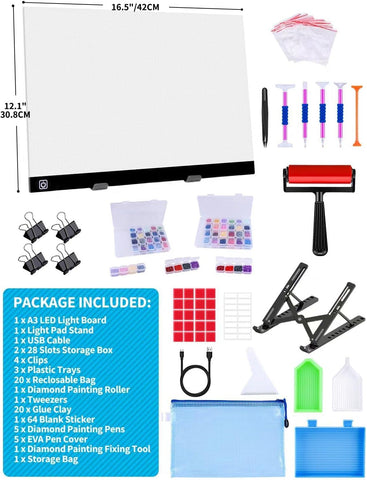 Ratukall A3 LED Light Pad for Diamond Painting, USB Powered Light Board Kit