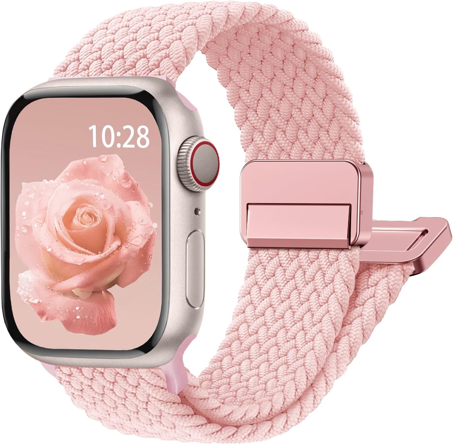 Magnetic Braided Stretchy Loop - Compatible with Apple Watch Band 42mm 46mm 40mm 41mm 44mm 45mm 38mm Ultra 3/2 49mm Women Men,Elastic Woven Fabric Nylon Strap for iWatch 11 10 9 8 7 6 5 4 3 SE Ultra