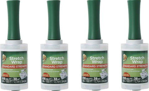 Duck Brand Stretch Wrap Roll, Clear, 5 inches by 1000 feet, 285849, Set of 4
