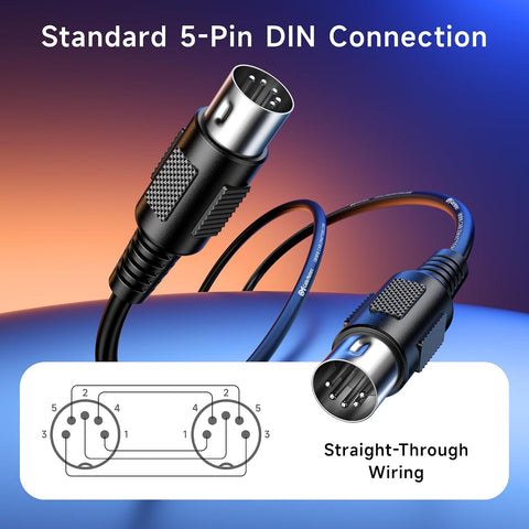 Cable Matters 2-Pack 5 Pin DIN MIDI Cable, 5 Pin MIDI Cable, 10ft