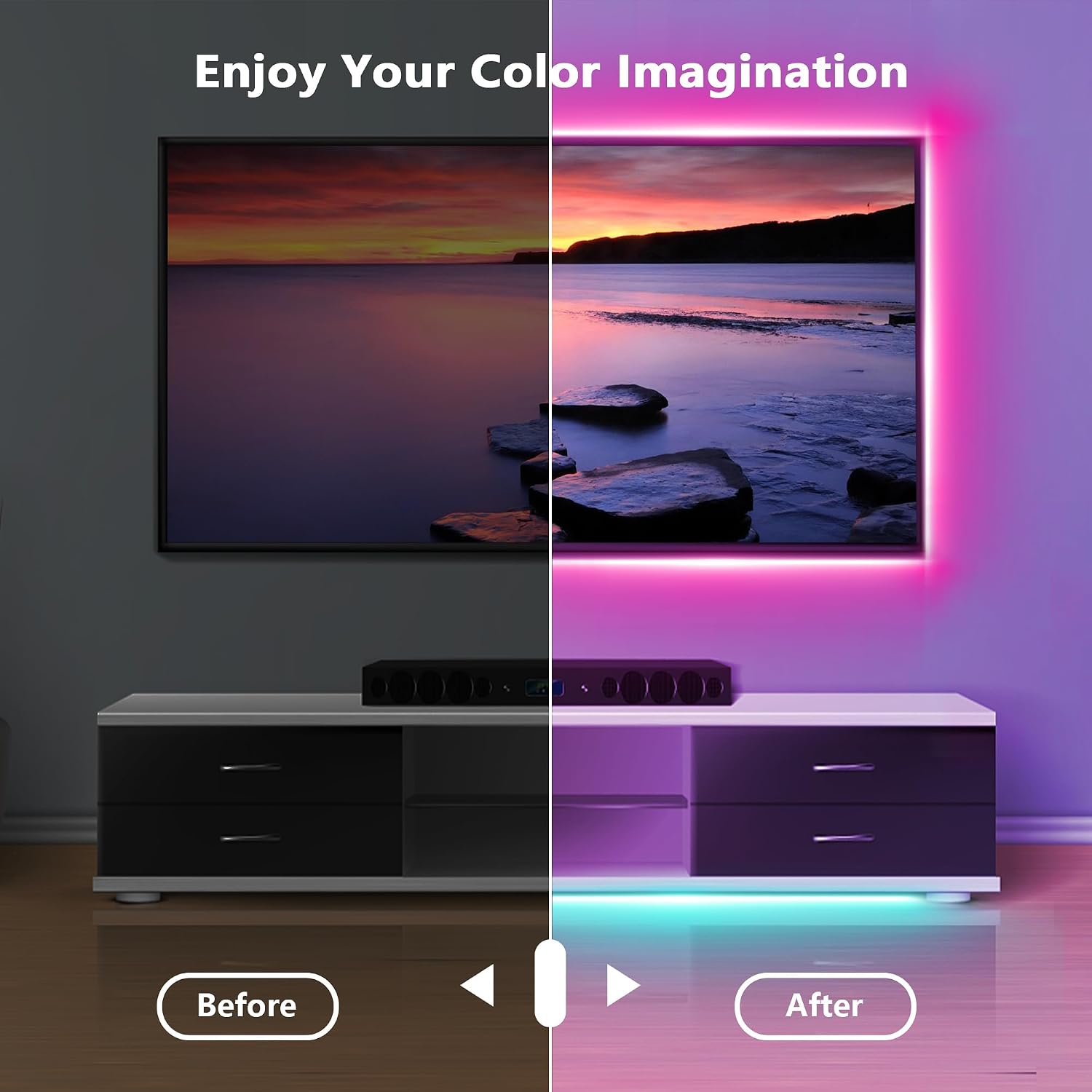NBBUFF 200FT RGB Led Lights for Bedroom with Remote & App Control, 2*100FT