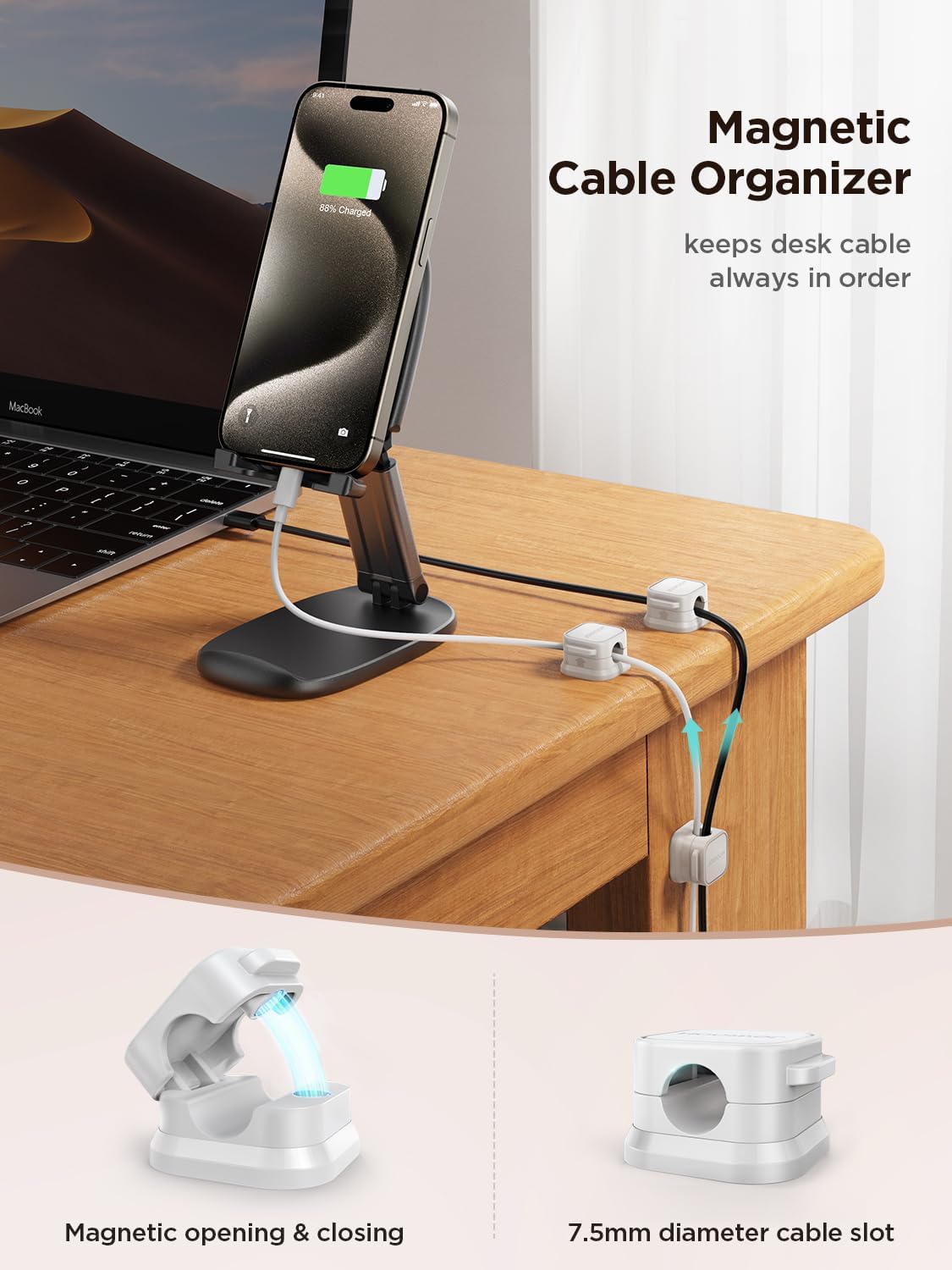 JOYROOM 9 Pack Magnetic Cable Clips, Cord Organizer Adhesive Wire Holder