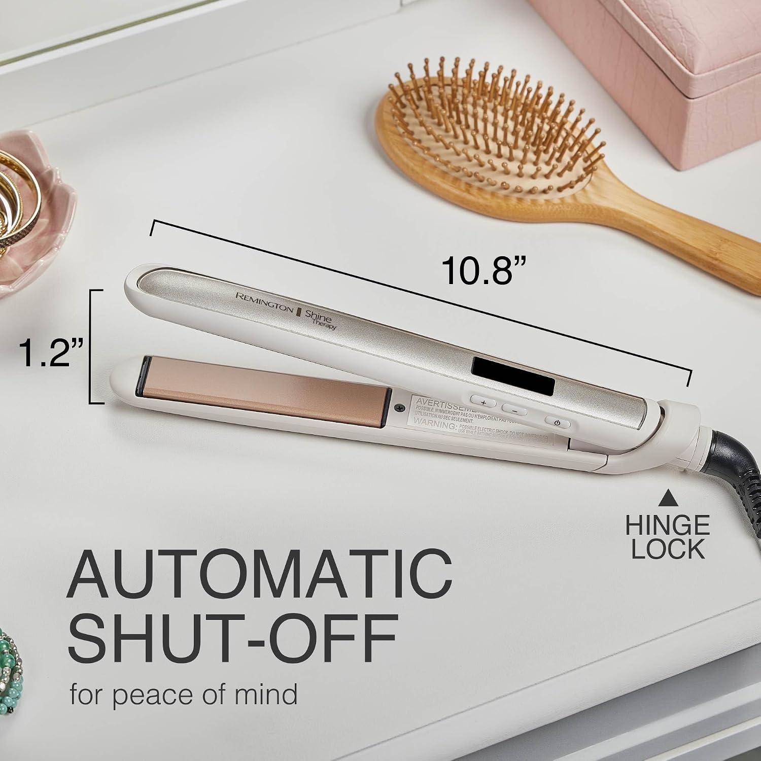 Remington Shine Therapy 1 Inch Hair Straightener, Argan Oil & Keratin | Keratin ceramic plates deliver smooth results; this flat iron reduces frizz for ideal hair styling.