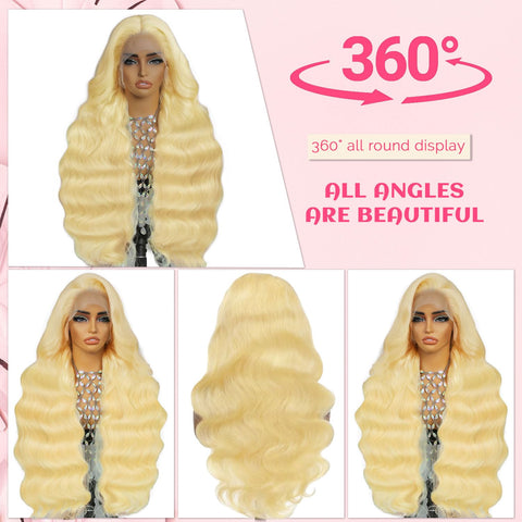 613 13x6 Lace Front Wig Human Hair 28 Inch Blonde Wig Human Hair