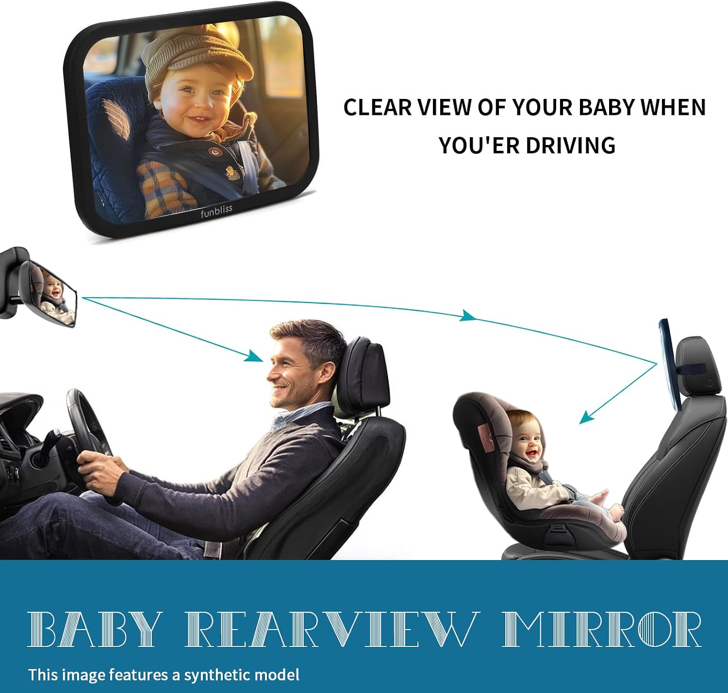 Baby Car Mirror Backseat, Black