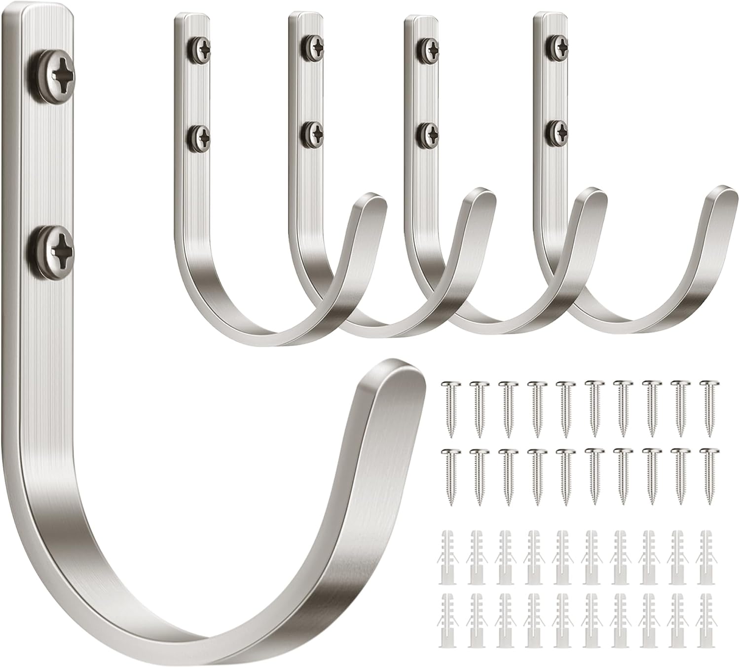 22LB Wall Hooks for Hanging Towel/Coat, Brushed Nickel 5 Pack