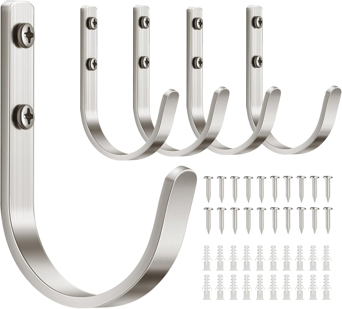 22LB Wall Hooks for Hanging Towel/Coat, Brushed Nickel 5 Pack