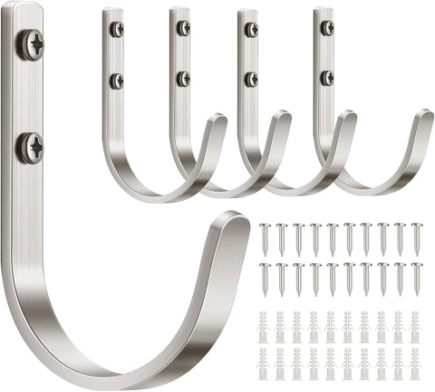 22LB Wall Hooks for Hanging Towel/Coat, Brushed Nickel 5 Pack