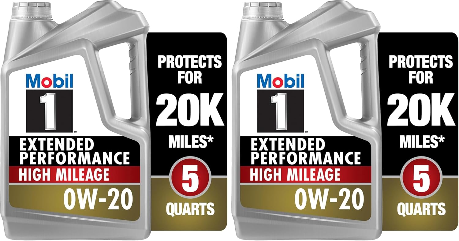 Mobil 1-123837 Extended Performance High Mileage 0W-20; 5QT, Gray (Pack of 2)