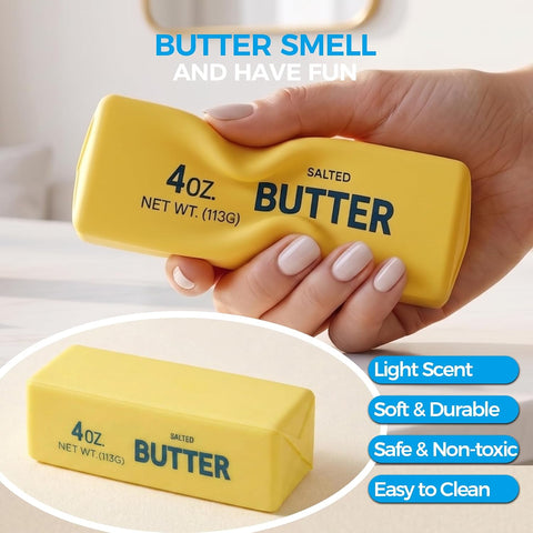 Butter Squishy, Soft Slow Rising Squeeze Toys, Butter Stick Toys (Yellow)