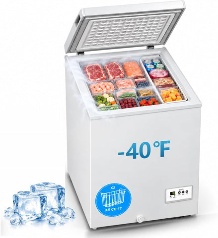 COWSAR Chest Freezer 10.0 Cubic Feet Freezer with 3 Removable Baskets, Free Standing Top Open Door Deep Freezer, 7-Level Adjustable Temperature, Compact, Front Drain for Home Dorm, White