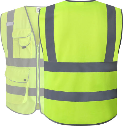 JKSafety Safety Vest for Men Women Reflective Hi Vis JK150 Yellow L