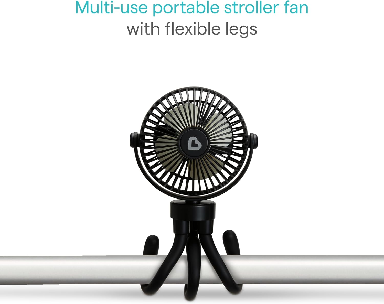 Munchkin Portable Stroller Fan for Baby, 4 Speed LED Lights, Black