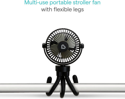 Munchkin Portable Stroller Fan for Baby, 4 Speed LED Lights, Black